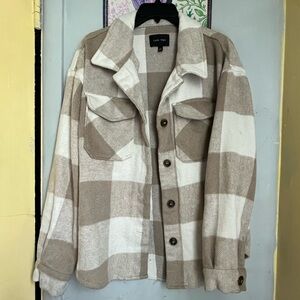 Love Tree Tan and White Plaid Jacket